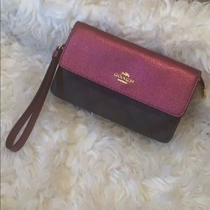 Coach fold over wristlet (raspberry) brand new.